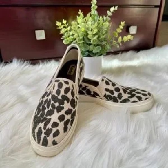 Keds Double Decker Animal Print Leopard Canvas Slip-On Sneakers – Size 7 - Picture 2 of 13